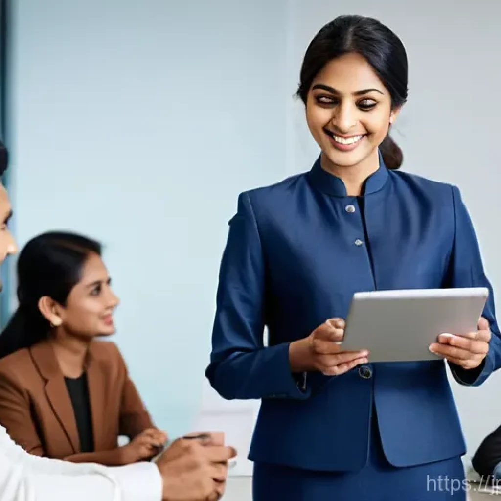 힌디어와 글로벌 기업 - **Prompt:** A warm and inviting scene inside a contemporary Indian office meeting room. A Japanese f...
