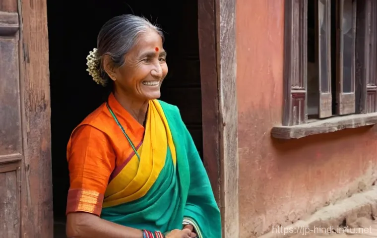 힌디어 기본 회화 - **Prompt 1: A Heartfelt "Namaste" in a Village**
    A heartwarming scene featuring a young Japanese...