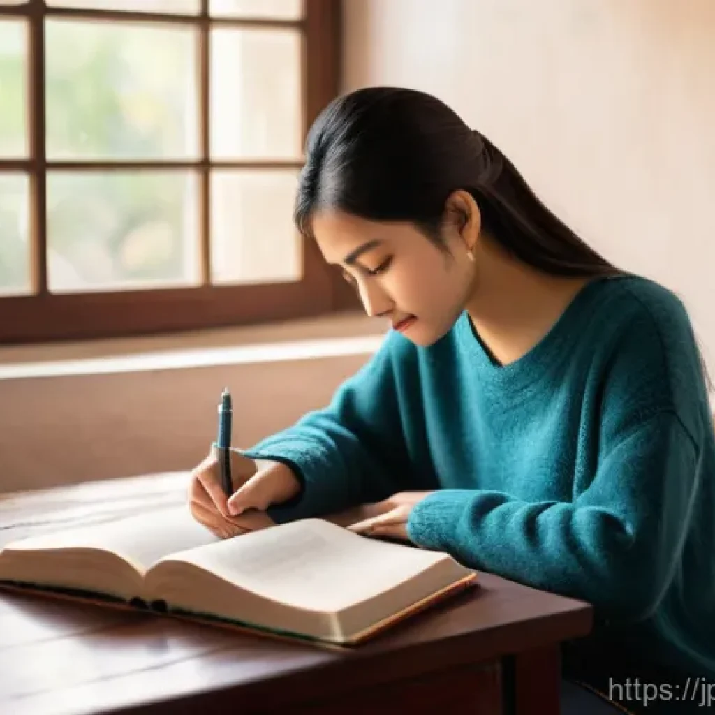 힌디어 명사와 형용사 - **Prompt 1: Focused Hindi Language Learner**
    "A young Japanese woman, around 20-25 years old, wi...