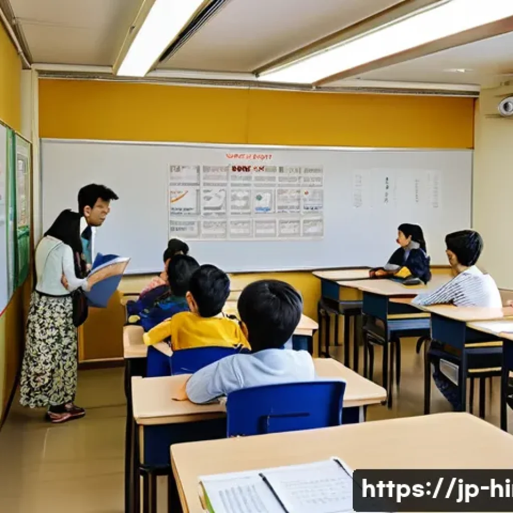 힌디어 학원 추천 - A bright and modern Hindi language classroom in Japan, featuring a diverse group of adult students a...