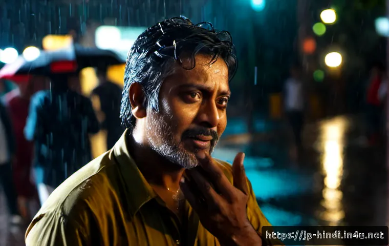 힌디어 영화 대사 - Photorealistic cinematic scene of a charismatic Indian actor delivering an emotional movie dialogue ...